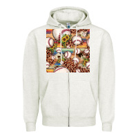 Oatmeal Heather baseball leopard cowhide sunflower seamless pattern Zipper Hoodie - JahusDesignShop
