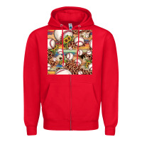 Red baseball leopard cowhide sunflower seamless pattern Zipper Hoodie - JahusDesignShop