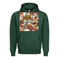 Sports Green baseball leopard cowhide sunflower seamless pattern Zipper Hoodie - JahusDesignShop