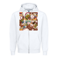 White baseball leopard cowhide sunflower seamless pattern Zipper Hoodie - JahusDesignShop