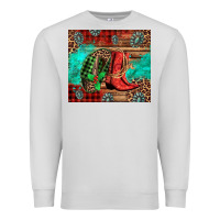 Dove Grey country boots and cowboy hat christmas Premium Sweatshirt - Jasminsmagicworld