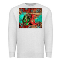 Oatmeal Heather country boots and cowboy hat christmas Premium Sweatshirt - Jasminsmagicworld