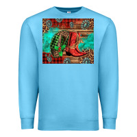 Ocean Blue country boots and cowboy hat christmas Premium Sweatshirt - Jasminsmagicworld