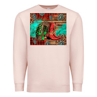 Pale Pink country boots and cowboy hat christmas Premium Sweatshirt - Jasminsmagicworld