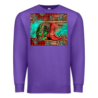 Purple country boots and cowboy hat christmas Premium Sweatshirt - Jasminsmagicworld
