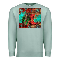 Seafoam country boots and cowboy hat christmas Premium Sweatshirt - Jasminsmagicworld