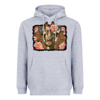 Heather Grey Western Floral Giraffe Heavyweight Hoodie - LillyAllenDesigns