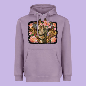 Western Floral Giraffe Heavyweight Hoodie Designed By Lillyallendesigns