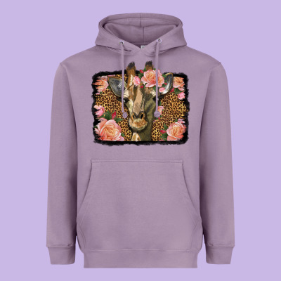 Western Floral Giraffe Heavyweight Hoodie Designed By Lillyallendesigns