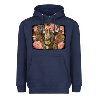 Navy Western Floral Giraffe Heavyweight Hoodie - LillyAllenDesigns