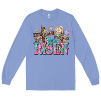 Colony Blue He is risen Easter Day Long Sleeve Tee - CowGirlArtShop