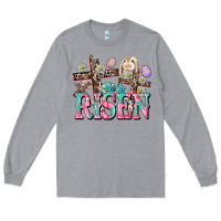 Heather Grey He is risen Easter Day Long Sleeve Tee - CowGirlArtShop