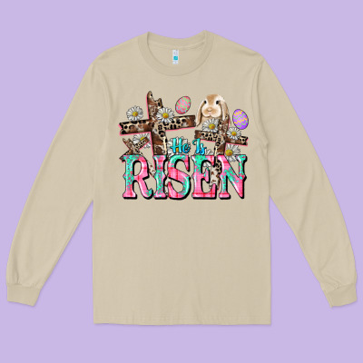 He Is Risen Easter Day Long Sleeve Tee Designed By Cowgirlartshop