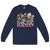 Navy He is risen Easter Day Long Sleeve Tee - CowGirlArtShop