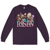 Plum He is risen Easter Day Long Sleeve Tee - CowGirlArtShop