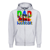 Heather Grey dad of a warrior Zipper Hoodie - AdoDesignShop