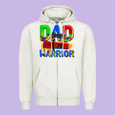 Dad Of A Warrior Zipper Hoodie Designed By Adodesignshop