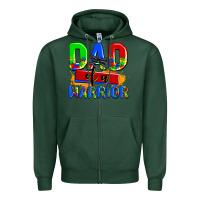 Sports Green dad of a warrior Zipper Hoodie - AdoDesignShop