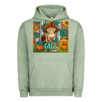 Pigment Oil Green Western Fall Cow Urban Hoodie - LillyAllenDesigns