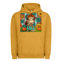 Pigment Peanut Butter Western Fall Cow Urban Hoodie - LillyAllenDesigns