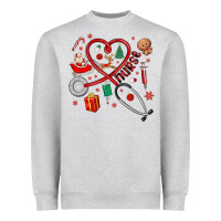 Heather Grey christmas nurse Heavyweight Sweatshirt - MaliasSmallBusiness