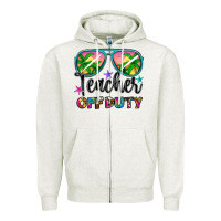 Oatmeal Heather teacher off duty Zipper Hoodie - Artiststas