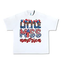 White little miss America Urban Heavy Tee - Zillion Design Studio