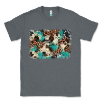Charcoal Heather turquoise glitter cowhide background Classic Tee - BarkalooDesign
