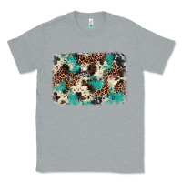 Heather Grey turquoise glitter cowhide background Classic Tee - BarkalooDesign