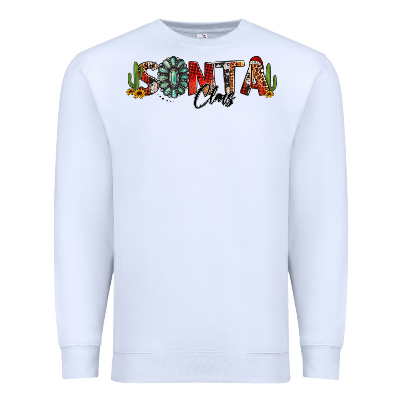 Western Christmas Santa Claus Sunflowers And Cactus Premium Sweatshirt by Jasminsmagicworld | Teevron