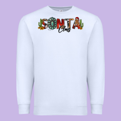 Western Christmas Santa Claus Sunflowers And Cactus Premium Sweatshirt Designed By Jasminsmagicworld