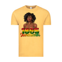 Vintage Mustard 1865 juneteenth with afro black woman Vintage Tee - texasbilliewilder