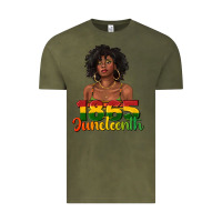 Vintage Olive 1865 juneteenth with afro black woman Vintage Tee - texasbilliewilder