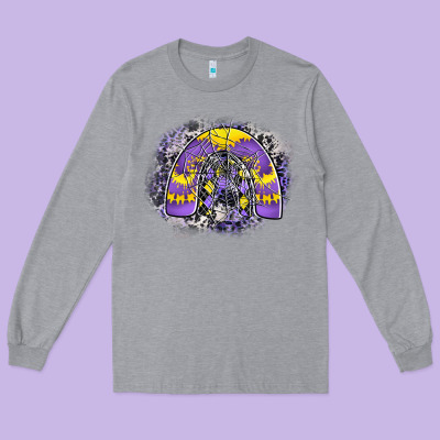 Halloween Rainbow Long Sleeve Tee Designed By Cowhidedigitalart