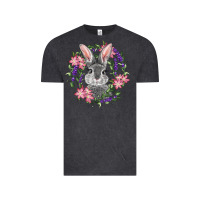 Vintage Black Easter Bunny With Floral Wreath Vintage Tee - RanaPortraitStore