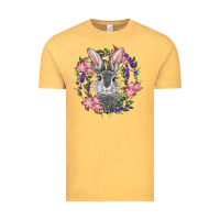Vintage Mustard Easter Bunny With Floral Wreath Vintage Tee - RanaPortraitStore