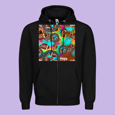 Football Tie Dye Gemstone Sunflower Seamless Pattern Zipper Hoodie Designed By Jahusdesignshop