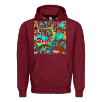 Burgundy football tie dye gemstone sunflower seamless pattern Zipper Hoodie - JahusDesignShop