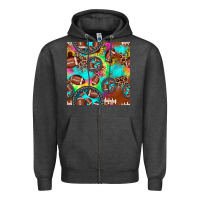 Charcoal Heather football tie dye gemstone sunflower seamless pattern Zipper Hoodie - JahusDesignShop