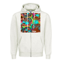 Oatmeal Heather football tie dye gemstone sunflower seamless pattern Zipper Hoodie - JahusDesignShop