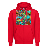 Red football tie dye gemstone sunflower seamless pattern Zipper Hoodie - JahusDesignShop