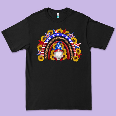 American Flag Gnomes Sunflowers Rainbow Premium Tee Designed By Artiststas