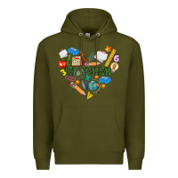 Army Green teacher heart Premium Hoodie - NancyCooperArtShop
