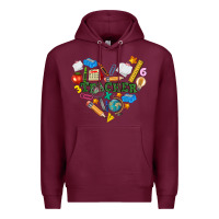 Burgundy teacher heart Premium Hoodie - NancyCooperArtShop