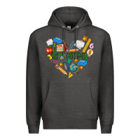 Charcoal Heather teacher heart Premium Hoodie - NancyCooperArtShop