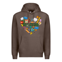 Coffee teacher heart Premium Hoodie - NancyCooperArtShop