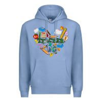 Colony Blue teacher heart Premium Hoodie - NancyCooperArtShop