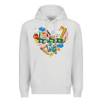 Dove Grey teacher heart Premium Hoodie - NancyCooperArtShop