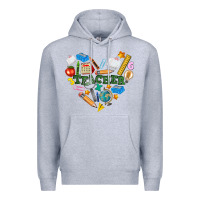 Heather Grey teacher heart Premium Hoodie - NancyCooperArtShop