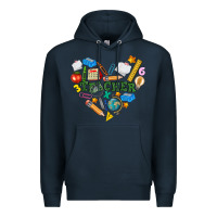 Navy teacher heart Premium Hoodie - NancyCooperArtShop